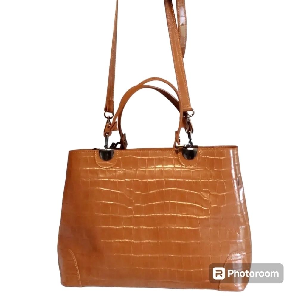 HP. Made in Italy Divina Firenze Embossed Alligator Leather 2-Way Bag - Picture 2 of 14